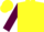 Yellow, maroon 'c', maroon sleeves