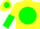 Yellow, green ball, yellow 'mdc', yellow and green halved sleeves