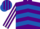 Purple, royal blue chevrons, blue sleeves, white stripes