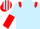 Light blue, red epaulets, halved sleeves, light blue and red striped cap