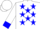 White, red and blue stars, blue cuffs