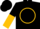 Black, gold circle and 'ww', black and gold halved sleeves, black cap, gold 'ww'