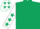 Dark green, white sleeves, dark green stars, white cap, dark green stars