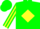 Green, green 'jfr' on yellow diamond, green 'jfr' on yellow diamond stripe on sleeves