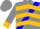 Grey, blue sash, gold inverted chevrons, gold cuffs