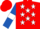 Red, White stars, Royal Blue sleeves, White armlets