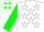 White, hunter green stars, white stars on green sleeves