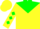 Yellow,  green yoke,  green diamonds on sleeves, 'bng' on back