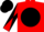 Red, white 'gm2' on black ball, red and black diagonally quartered sleeves, black cap