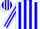 White, blue stripes, emblem on back