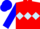 Red, light blue diamond hoop, blue sleeves and cap