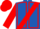 Royal blue, red sash, red seams on sleeves, red cap