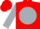 Red, red 'r' on silver ball, silver circle on sleeves, red cap