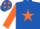 ROYAL BLUE, orange star & sleeves, white cap, orange stars