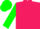 Rose, black geese on white moon, white and rose bars on hunter green sleeves, hunter green cap