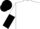 White, black peace sign, white and black halved sleeves, black cap