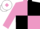 Mauve and Black (quartered), Mauve sleeves, White cap, Mauve diamond