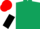 Dark green, white and black halved sleeves, red cap