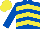 Royal blue & yellow chevrons, royal blue sleeves, yellow cap