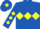 Royal blue, yellow triple diamond, yellow diamonds on sleeves, yellow diamond on cap