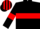 Black, red hoop and armlets, striped cap