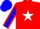 Red, white star, blue sleeves, red seams, blue cap