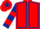 Red, dark blue seams, dark blue and red hooped sleeves, red cap, dark blue star