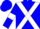 Blue, white cross sashes, blue armlets on white sleeves