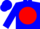Blue, white 't' on red ball, blue cap