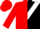 Red and black diagonal halves, red rose on white sash, red sleeves, red cap