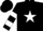 Black, yellow 'b' in white star, white hoops on sleeves, black cap