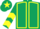 Dark green, yellow seams, chevrons on sleeves, dark green cap, yellow star