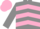 Grey, pink inverted chevrons, grey sleeves, pink cap