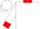 White,red collar & cuffs, 'aj' on back