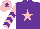 Purple, pink star, pink and purple chevrons on sleeves, pink cap, purple star