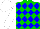 Green, blue diamonds, white sleeves, white cap