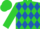 Lime green, royal blue diamonds, lime green cap