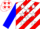 Red & white diagonal stripes, white stars on blue sleeves