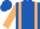 Royal blue, beige braces and sleeves