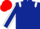 Dark blue, white epaulets, dark blue sleeves, white seams, red cap