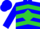 Blue, blue 'little bear racing' on lime diamond, lime chevrons on blue sleeves, blue cap