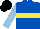 Royal Blue, Yellow hoop, Light Blue sleeves, Black cap