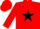 Red, black 'a' and star, red cap