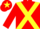 Red, yellow cross sashes, yellow armlet, yellow star on cap