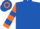 Royal blue, orange and royal blue hooped sleeves, royal blue and orange hooped cap