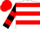White, black and red hoops, black and red hoops on sleeves, red cap
