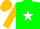 Hunter green, gold and white horseshoe and star, hunter green hoops on gold sleeves, hunter green and gold cap