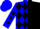 Blue and black halves, blue and black diamonds