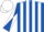 Royal blue and white stripes, diabolo on sleeves, white cap
