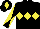 Black, yellow triple diamond, diabolo on sleeves and diamond on cap